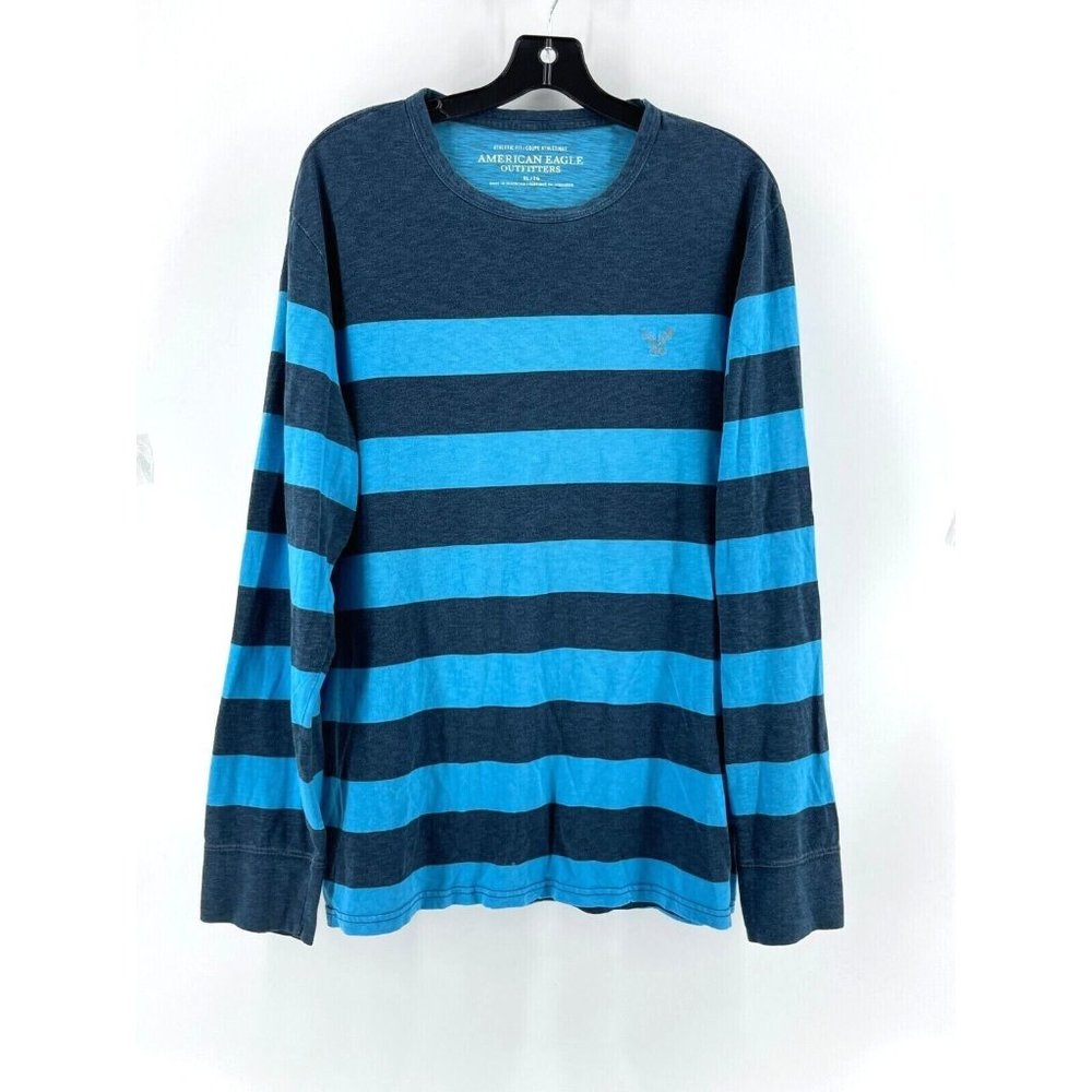 American Eagle Men's Long Sleeve Athletic Fit Blue Long Sleeve Tee T Shirt XL